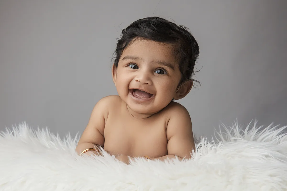 100 day baby milestone portrait photographed in Auckland studio