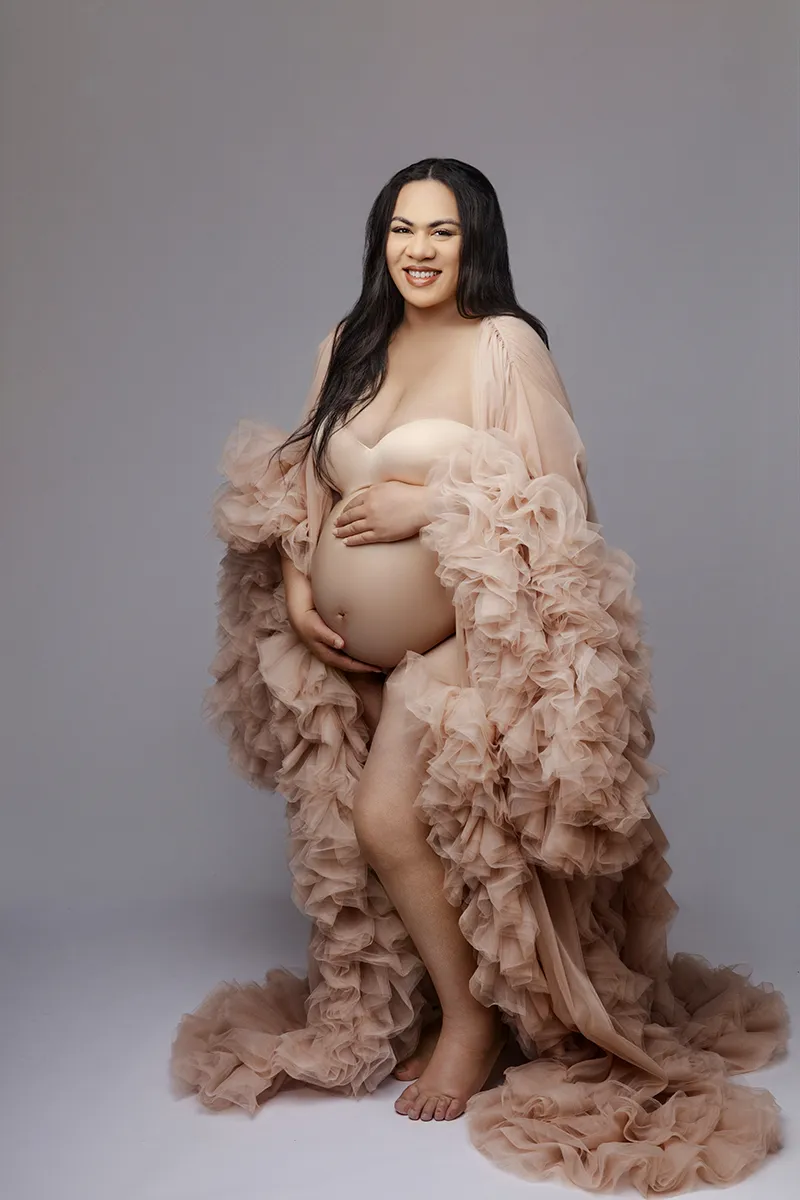 Pregnancy photography portrait in Auckland studio with soft styling