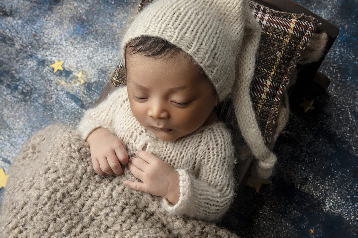 Sleeping newborn baby portrait photographed during Auckland studio session